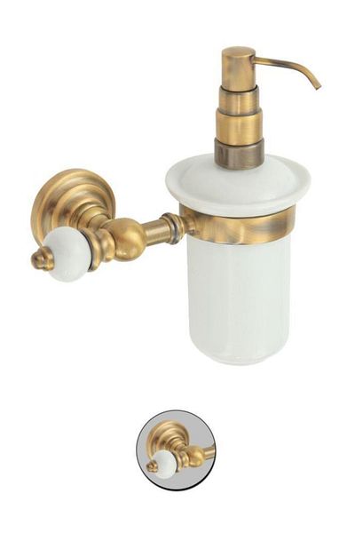 Maya Fantasia Antique Assembled Liquid Soap Dispenser Porcelain 100% Brass