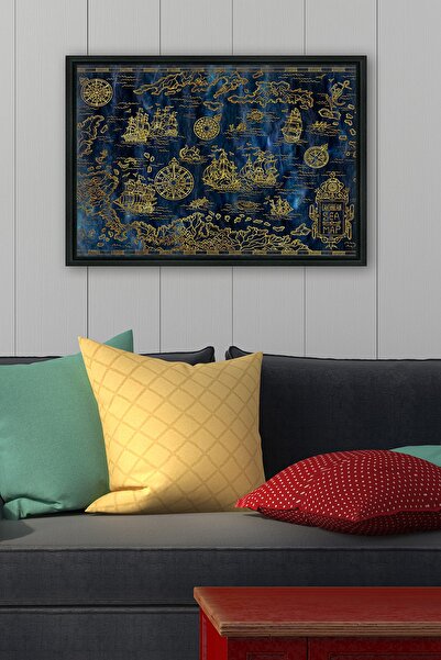 Tablo Center Siyah L Çerçeve Kanvas Tablo 105x145cm