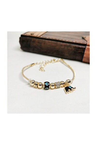 Kalbimdedi Takı Kalbimdedi Siyah Filli Bereket Imitasyon Bileklik Kadın Altın...