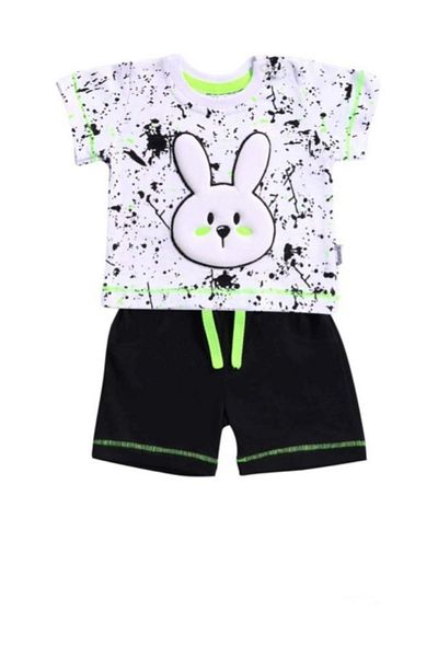 Miniworld Baby Boy 6-24 Months Rabbit Motif Combed Cotton Shorts Set
