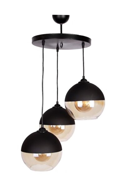 demet habek mylights S Retro Üçlü Sarkıt Avize 20cm Camlar Rustik Avize