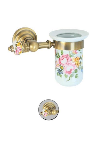 Maya Fantasia Patterned Antique Mounted Toothbrush Holder Porcelain