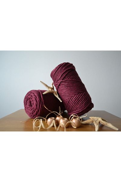 CAN DENİZ ART Claret Red Single Twist Scannable Macrame Thread 250gr 3mm