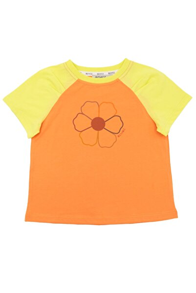 Ozmoz By Mukadder Özden Floral Patterned Organic Cotton Raglan T-Shirt for Girl