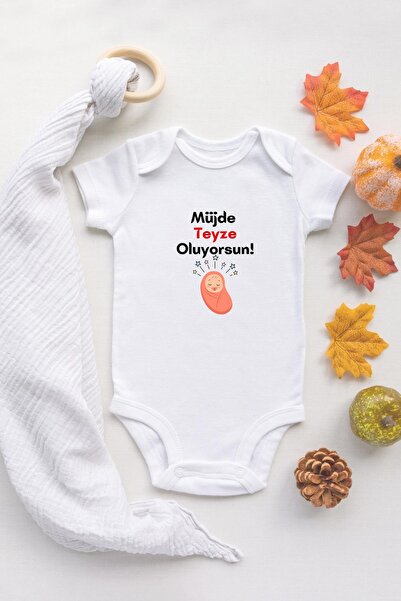 TUĞBABABY Özel Tasarım Lisanslı Müjde Teyze Oluyorsun Bebek Body Beyaz Bebek ...