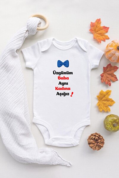 TUĞBABABY Erkek Bebek Üzgünüm Baba Yazılı Organik Baskılı Uzun Kollu Beyaz Çı...