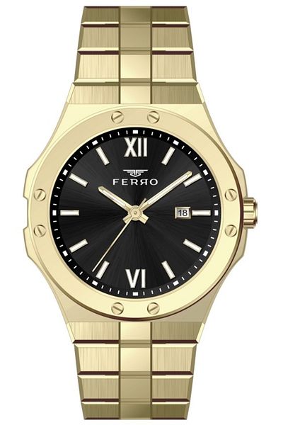 FERRO F11357A-B2 44 mm Gold Men's Wristwatch
