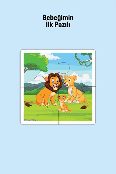 metafortoys Ahşap 4 Parça Yapboz Bebeğimin İlk Pazılı ( Aslan Ailesi)