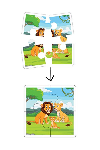 metafortoys Ahşap 4 Parça Yapboz Bebeğimin İlk Pazılı ( Aslan Ailesi)