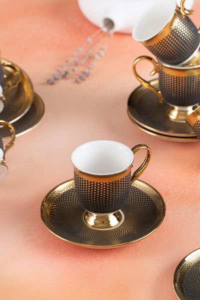 ACAR Nova Gold 6-Person Coffee Cup Set - 90 ml