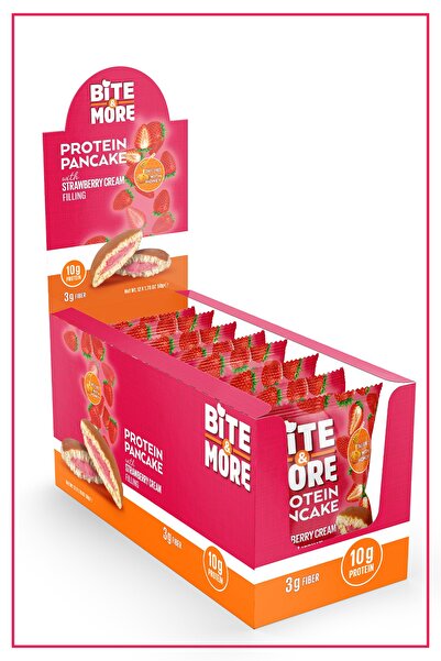 bite & more Protein Pancake / Proteinli Pankek 50 Gram X 12 Adet - Strawberry Cream