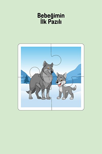 metafortoys Ahşap 4 Parça Yapboz Bebeğimin İlk Pazılı (Kurt Ailesi)