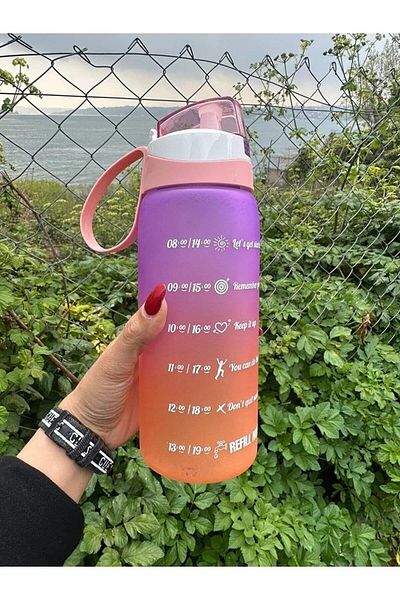Herevin Water Bottle Double Color Painted Size Printed Puppy Mouth 1 Liter Motivational Water Bottle