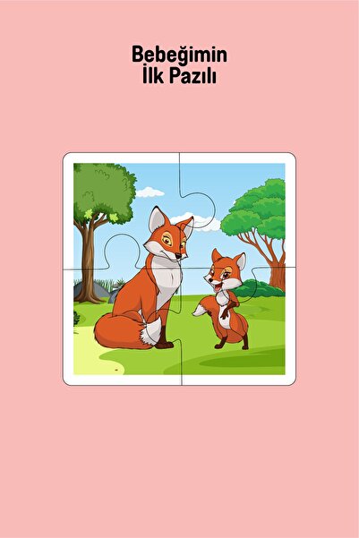 metafortoys Ahşap 4 Parça Yapboz Bebeğimin İlk Pazılı ( Tilki Ailesi)