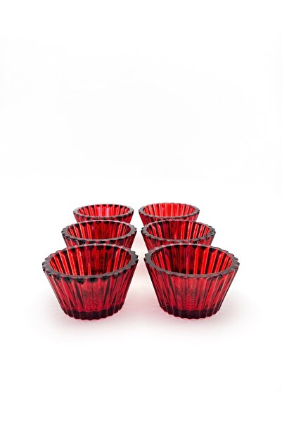 ÖzcamKristal 6 Parça Kırmızı Kahve Yanına İkramlık/Çikolatalık