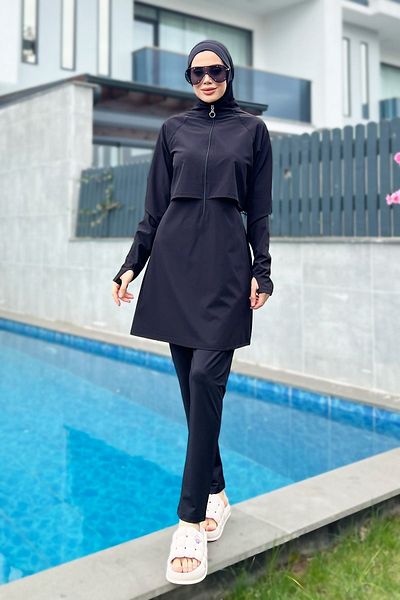 Remsa Mayo Remsa Μαύρο πλήρως καλυμμένο μαγιό Hijab R003 Nurhan