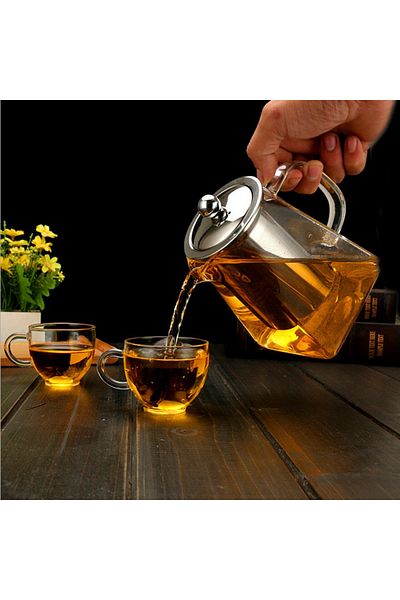 Senin Dükkanın 750 ml Luxury Tea & Coffee Pot - Borosilicate Glass, Pyramid Design with Steel Strainer and Lid