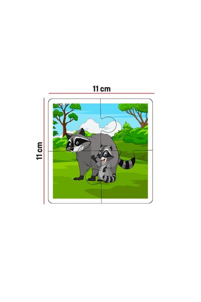 metafortoys أحجية خشبية مكونة من 4 قطع مع طفلتي الأول (عائلة الراكون)