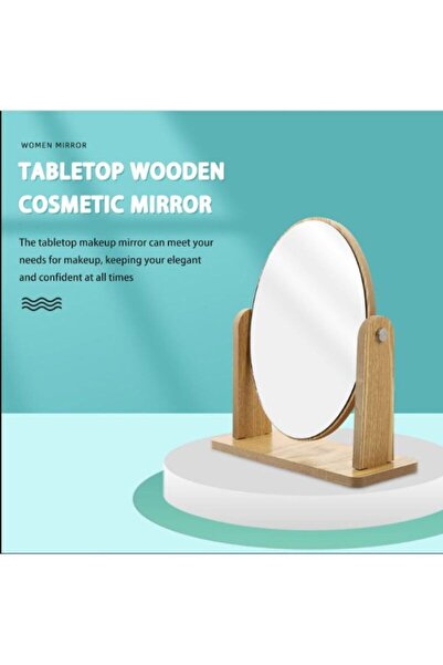 gaman Makyaj Aynası Ahşap Masa Aynası Oval Ayarlanabilir Makeup Mirror Büyük Boy 18 Cm