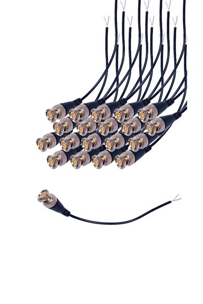 APRONX 20 Adet Kablolu Bnc Konnektör 20li Paket Güvenlik Kamerası Bağlantı Soketi Kablolu Bnc Ucu Siyah