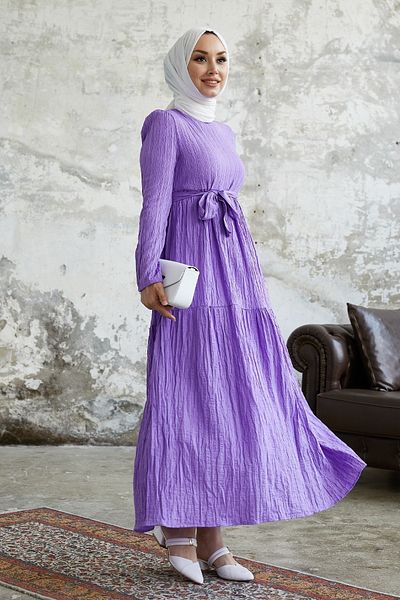 InStyle Šaty Almisa Belted Seersucker - Lila