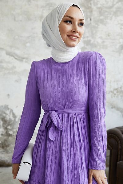 InStyle Šaty Almisa Belted Seersucker - Lila