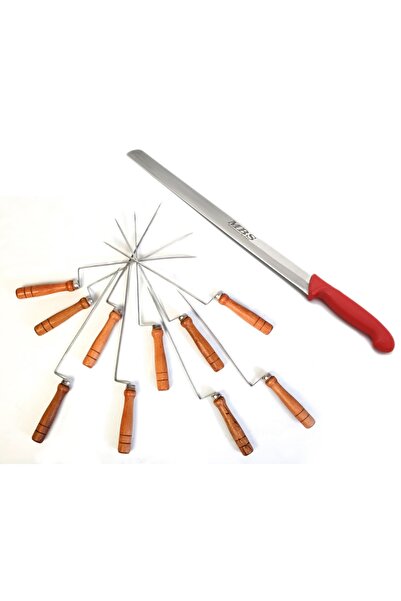 Lorbeer MBS Erzurum Cağ Bıçağı + Cağ Kebap Şişi Galvanizli 1 Adet Bıçak 10 Ad...