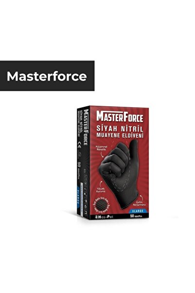 MasterForce Master Force Siyah Nitril Muayene Eldiveni XL Pudrasız 1koli/20 p...