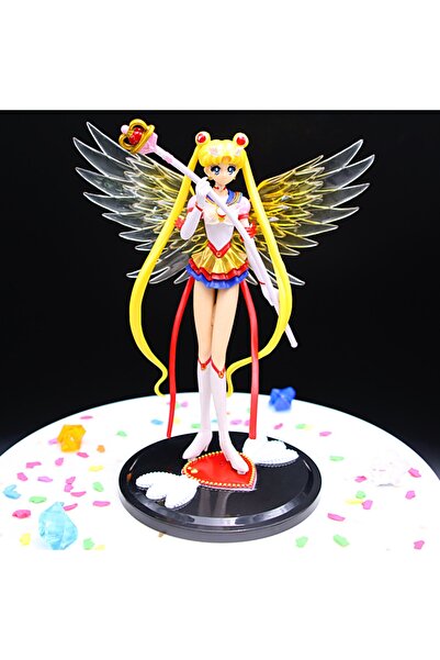 oyuncakçı savaş & europe shop Anime Sailor Moon Ay Savaşçısı Kanatlı Karakter Figür Oyuncak Standlı Biblo 18 cm