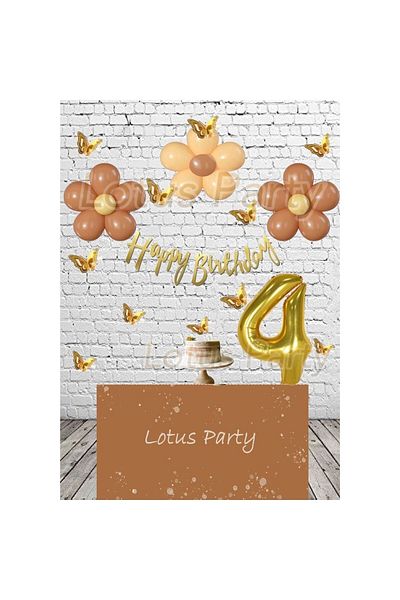 LOTUS PARTY Σετ πάρτι με θέμα Bohemian Kelebekli Papatya 4 ετών - Kelebek 18 Φουσκωτό Μπαλόνι Ρακόρ Φουσκωτό Μπαλόνι Χρόνια Πολλά