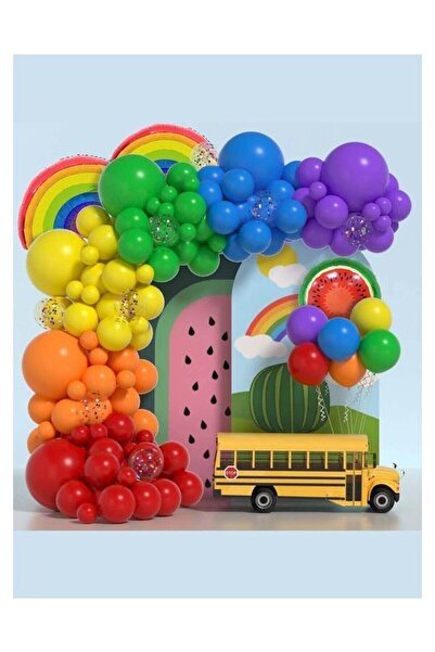 party mix Cocomelon Balon Zinciri Cocomelon Doğum Günü Konsepti Renkli Balonl...