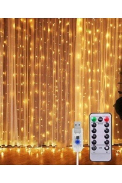 TeknoClass Perde Led Işık 2.5x2.5 Metre 300 Ledli Kumandalı Usb'li 8 Animasyonlu