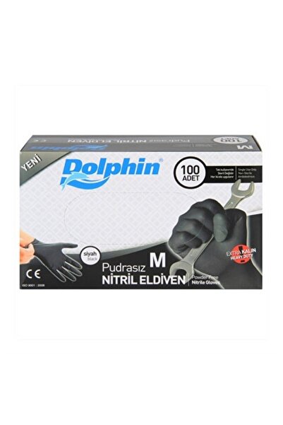 Dolphin قفازات نيتريل سوداء سميكة للغاية خالية من البودرة 100 عبوة م 1 علبة/2...
