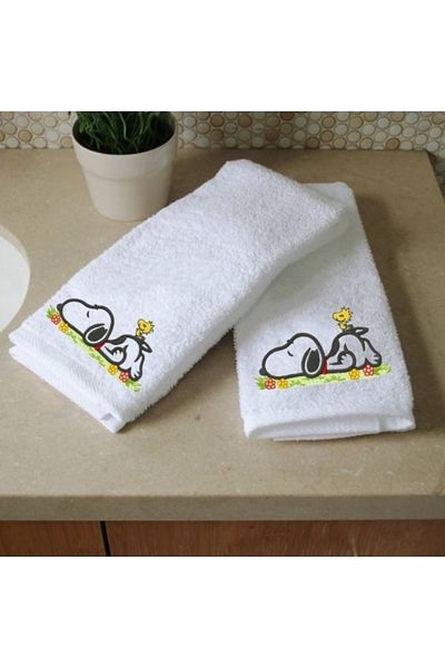 Ursa Snoopy Embroidered White Children's Towel 2 Pieces 30X50