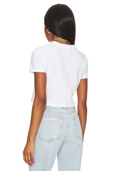 By Kul Design Women's White Short Sleeve Cycling Collar Jarse Crop Top