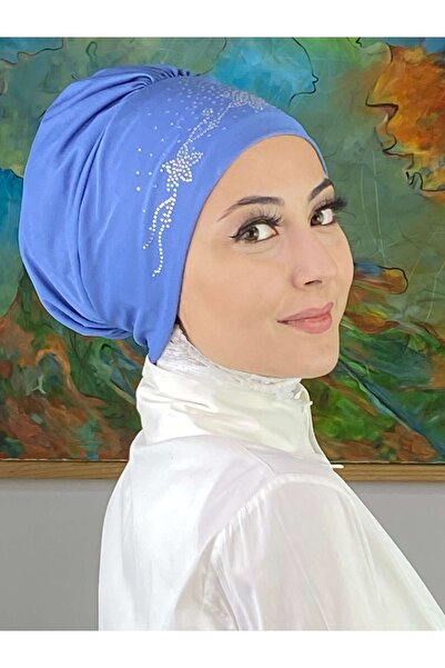 BUTİKAMBAR نموذج زهرة بونيه حجر أزرق فضي
