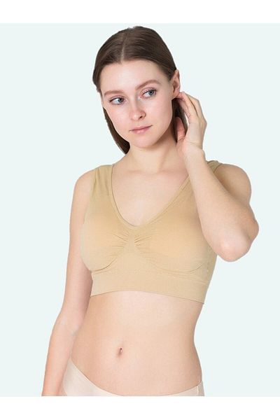 Sh Mağazacılık Αθλητικό Bustier Σουτιέν με χοντρό λουράκι Κορσέ Χρώμα δέρματος