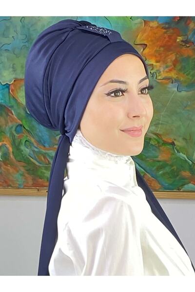 Genel Markalar Hürrem Model Tek Biritli Atkılı Taşlı Lacivert Bone