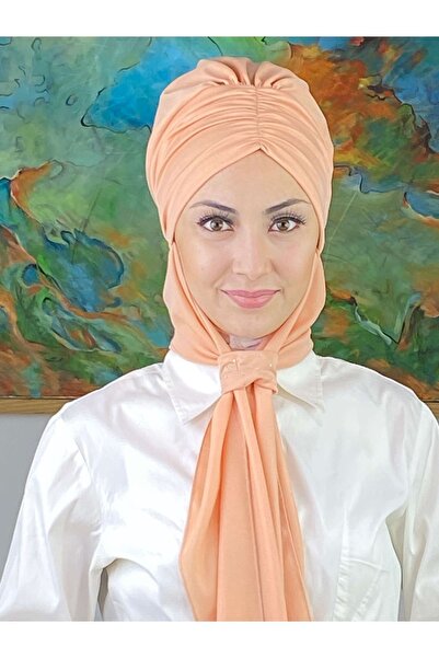 Generic Brand Sultan Model Open Salmon Drawstring Bonnet with Scarf and Buckle