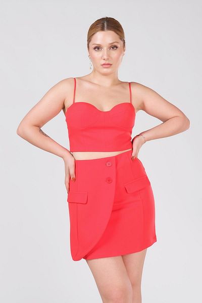 Giyim Dünyası Women's Pocket Detailed Skirt Red