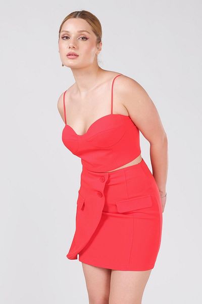 Giyim Dünyası Women's Pocket Detailed Skirt Red