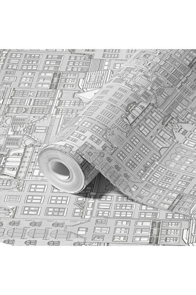 Adawall Roka 23115-1 Şehir Desenli Düz Sade Duvar Kağıdı