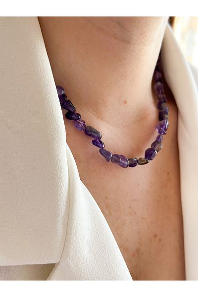 CHARMLUCKY Amethyst stone necklace