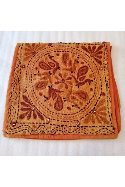 Butik Tülin Unisex otantik viskon turuncu renkli iplik tavus kuşu çiçek nakış...