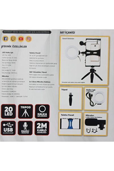 renkli çiçekler Trıpodlu Canlı Yayın Seti Çek Kaydet Yayınla