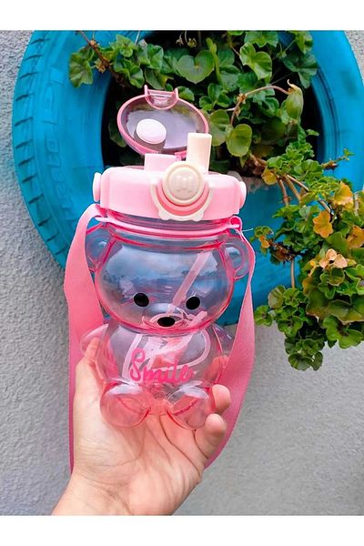 Klein Home Colorful 1000ml Water Bottle with Smile Teddy Bear Water Bottle Tritan Bpa Free Sticker Gift