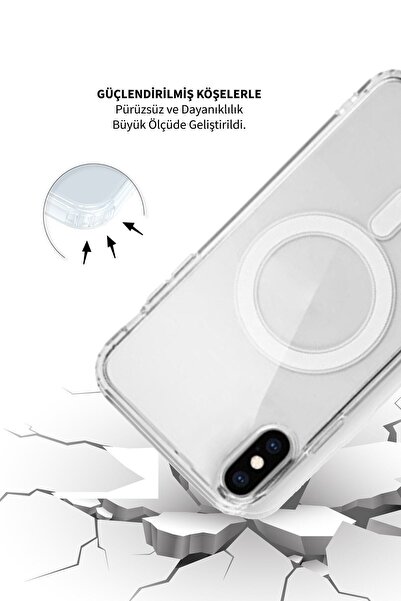 peakaks Iphone X/XS Magsafe Destekli Kablosuz Şarj Uyumlu Şeffaf Silikon Kılıf