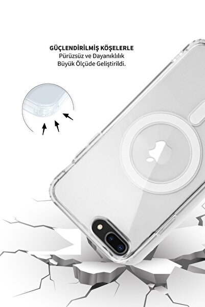 peakaks Iphone 7 Plus/8 Plus Magsafe Destekli Kablosuz Şarj Uyumlu Şeffaf Silikon Kılıf