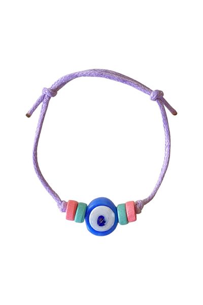 TAKI BY EKİN DARK BLUE GLASS EVIL EYE BEADED, WOODEN BEADED BABY/ CHILDREN/ ADULT BRACELET