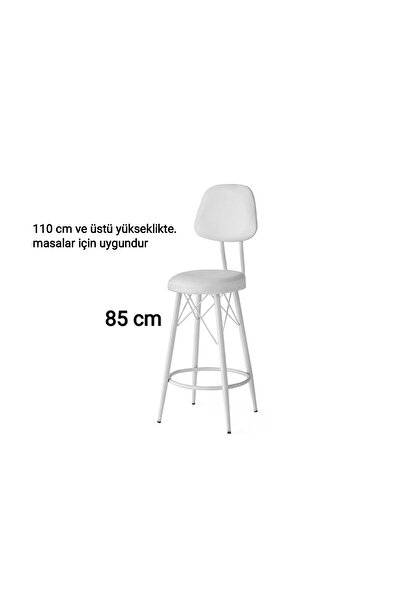 J&S QUALİTY Montaj Gerektirmez Hazır Beyaz Bar Sandalyesi 85 Cm Oturum Yüksek...